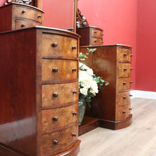 Load image into Gallery viewer, x SOLD Antique English Dressing Table Burr Walnut Cheval Mirror, Drawers Dressing Table B10742