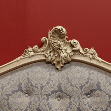 Load image into Gallery viewer, x SOLD Antique French Painted Double Bed, Padded Buttoned Headboard and Foot Bed B10764