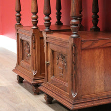 Load image into Gallery viewer, x SOLD Pair of French Bedside Tables, Antique Marble Top Oak Lamp Side Tables B10555