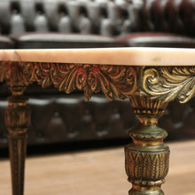 Load image into Gallery viewer, x SOLD Vintage Italian Gilt Brass and Marble Coffee Table with Floral Detail to the apron B11205