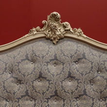 Load image into Gallery viewer, x SOLD Antique French Painted Double Bed, Padded Buttoned Headboard and Foot Bed B10764
