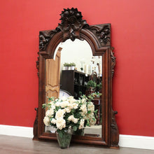 Load image into Gallery viewer, x SOLD Antique French Oak Mirror, Overmantle Mirror, Bevelled Edge Hall Mirror B10086