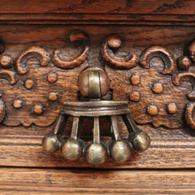 Load image into Gallery viewer, x SOLD Antique French Hall Table, French Oak and Brass Handles Two Drawer Hall Table B11123