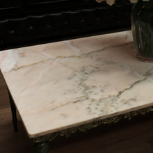 Load image into Gallery viewer, x SOLD Vintage Italian Gilt Brass and Marble Coffee Table with Floral Detail to the apron B11205