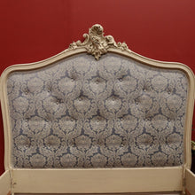 Load image into Gallery viewer, x SOLD Antique French Painted Double Bed, Padded Buttoned Headboard and Foot Bed B10764
