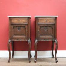 Load image into Gallery viewer, x SOLD Pair of Antique French Oak Bedside Cabinets, Lamp Tables with Tier Storage Base B10566
