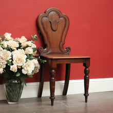 Load image into Gallery viewer, x SOLD Antique English Walnut Church Chair, Hall Chair Gothic Chair with Shield to Back. B10396