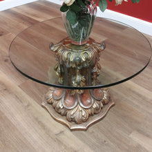 Load image into Gallery viewer, x SOLD Italian Florentine-style Coffee Table, Gilt Timber Pedestal Base with a Glass Top B10104
