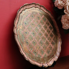 Load image into Gallery viewer, x SOLD Vintage Italian Serving Tray Dish in Pale Rose, Green and Gold. B10130