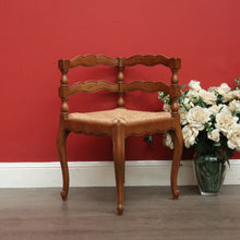 Load image into Gallery viewer, Antique French Corner Chair French Oak and Rush Seat Conversation Armchair Chair