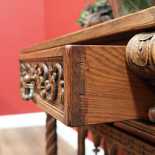 Load image into Gallery viewer, x SOLD Antique French Hall Table, French Oak and Brass Handles Two Drawer Hall Table B11123