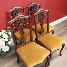 Load image into Gallery viewer, x SOLD Set of 4 Antique English Dining Chairs, 4 Mahogany Kitchen Chairs, Hall Chairs B10681
