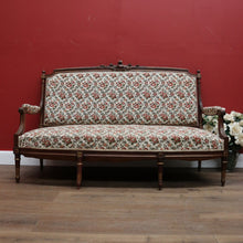 Load image into Gallery viewer, Antique French Settee, Lounge or Sofa, Walnut and Gilt Frame Rust Amber Flowers B11186