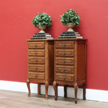 Load image into Gallery viewer, x SOLD Pair of French Oak Bedside Tables, 5 Drawer Lamp Table, Hall or Side Table B10655
