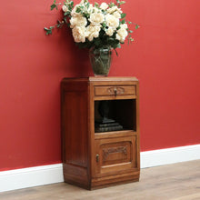 Load image into Gallery viewer, x SOLD Antique French Lamp Cabinet, Oak and Brass Bedside Table, Lamp Side Table Drawer B10627
