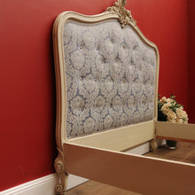 Load image into Gallery viewer, x SOLD Antique French Painted Double Bed, Padded Buttoned Headboard and Foot Bed B10764
