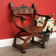 Load image into Gallery viewer, x SOLD Antique French Savonarola Chair, Cross Frame Arm Chair, X Frame Hall Chair Seat. B10338