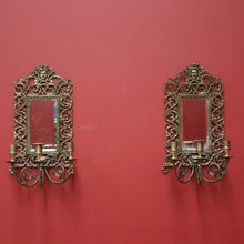 Load image into Gallery viewer, x SOLD Pair of Antique French Brass and Mirror Girandoles, Candle Holders, Wall Sconces B11241