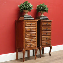 Load image into Gallery viewer, x SOLD Pair of French Oak Bedside Tables, 5 Drawer Lamp Table, Hall or Side Table B10655