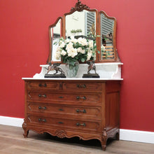 Load image into Gallery viewer, x SOLD Antique French Chest of Drawers with Marble Top below Mirror Dressing Table B10873