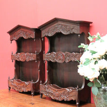 Load image into Gallery viewer, x SOLD Pair of French Antique Walnut Wall Bench Open Front Cabinet or Bookcase Storage B10721