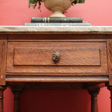 Load image into Gallery viewer, x SOLD Pair of French Bedside Tables, Antique Marble Top Oak Lamp Side Tables B10555