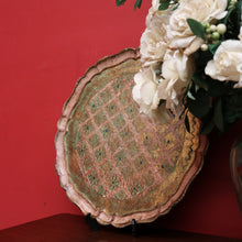 Load image into Gallery viewer, x SOLD Vintage Italian Serving Tray Dish in Pale Rose, Green and Gold. B10130