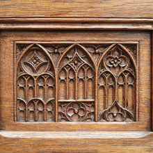 Load image into Gallery viewer, x SOLD Antique French Hall Seat, French Carved Oak Blanket Box, Seat Chair Bench Settle. B10527