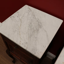 Load image into Gallery viewer, x SOLD Antique French Bedside Cabinets, Oak and Marble Bedside Tables, Lamp Side Tables B10551