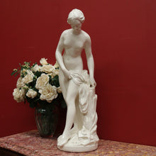 Load image into Gallery viewer, x SOLD Antique French Glazed Plaster Statue 'The Bather' Falconet Style Maiden Statue B11172