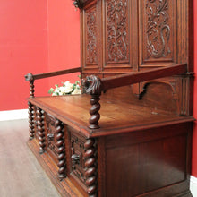 Load image into Gallery viewer, x SOLD Antique French Hall Seat, Lift Lid Blanket Shoe Box Hall Settle Bench Seat Chair. B10144