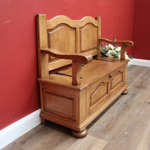 Load image into Gallery viewer, x SOLD Vintage French Hall Seat, Lift lid Shoe Box, Hall Seat Armchair, Chair Storage B10586