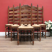 Load image into Gallery viewer, x SOLD Set of Six Antique French Dining Chairs, or Ladder Back Kitchen Chairs Cane Seat. B10938
