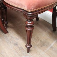 Load image into Gallery viewer, x SOLD Six Antique Dining Chairs, Antique English Mahogany and Velvet Kitchen Chairs B11098