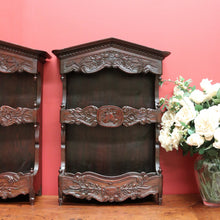 Load image into Gallery viewer, x SOLD Pair of French Antique Walnut Wall Bench Open Front Cabinet or Bookcase Storage B10721