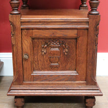 Load image into Gallery viewer, x SOLD Pair of French Bedside Tables, Antique Marble Top Oak Lamp Side Tables B10555