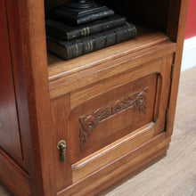 Load image into Gallery viewer, x SOLD Antique French Lamp Cabinet, Oak and Brass Bedside Table, Lamp Side Table Drawer B10627