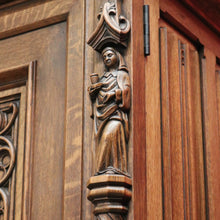 Load image into Gallery viewer, x SOLD Antique Belgium Gothic Sideboard, Sacrament Cabinet, 3 Door Drawer Church Chest B10862