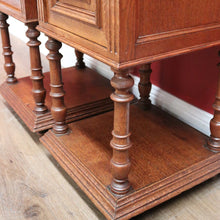 Load image into Gallery viewer, x SOLD Antique French Bedside Tables, Oak and Marble Lamp Table, Lamp Bedside Cabinets B11130