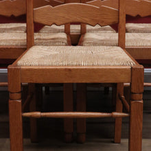 Load image into Gallery viewer, x SOLD Set of Six Antique French Dining Chairs, Antique Oak and Rush Seat Kitchen Chair B10815