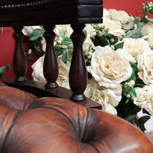 Load image into Gallery viewer, x SOLD Vintage Leather and Mahogany Office Chair, Button Back, Seat and Armrest Chair. B11293
