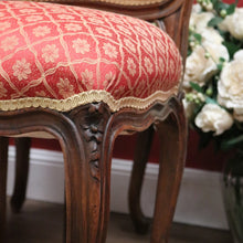 Load image into Gallery viewer, x SOLD Set of 4 Antique French Dining Chairs, French Walnut and Fabric Kitchen Chairs B10737