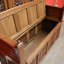 Load image into Gallery viewer, x SOLD Antique French Hall Seat, French Carved Oak Blanket Box, Seat Chair Bench Settle. B10527