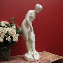 Load image into Gallery viewer, x SOLD Antique French Glazed Plaster Statue 'The Bather' Falconet Style Maiden Statue B11172