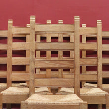 Load image into Gallery viewer, x SOLD Set of 6 Dining Chairs, Antique French Oak Ladder Back Kitchen Chairs, Rush Seat B10937