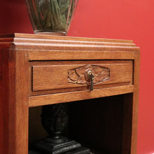 Load image into Gallery viewer, x SOLD Antique French Lamp Cabinet, Oak and Brass Bedside Table, Lamp Side Table Drawer B10627