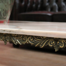 Load image into Gallery viewer, x SOLD Vintage Italian Gilt Brass and Marble Coffee Table with Floral Detail to the apron B11205
