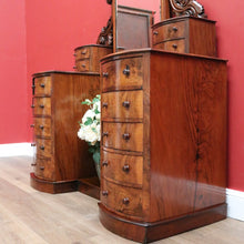 Load image into Gallery viewer, x SOLD Antique English Dressing Table Burr Walnut Cheval Mirror, Drawers Dressing Table B10742