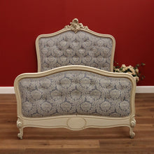 Load image into Gallery viewer, x SOLD Antique French Painted Double Bed, Padded Buttoned Headboard and Foot Bed B10764
