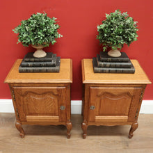 Load image into Gallery viewer, x SOLD Pair of Vintage French Bedside Tables, Lamp, Side Tables with French Scroll Feet B10949